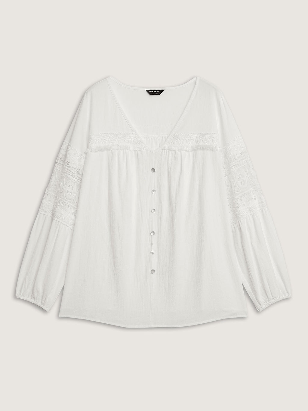 Pure Cotton Sheer Lace Trim Blouse