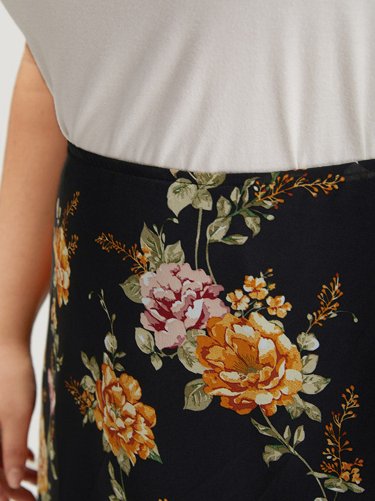 Floral Printed Flutter Layered Skirt
