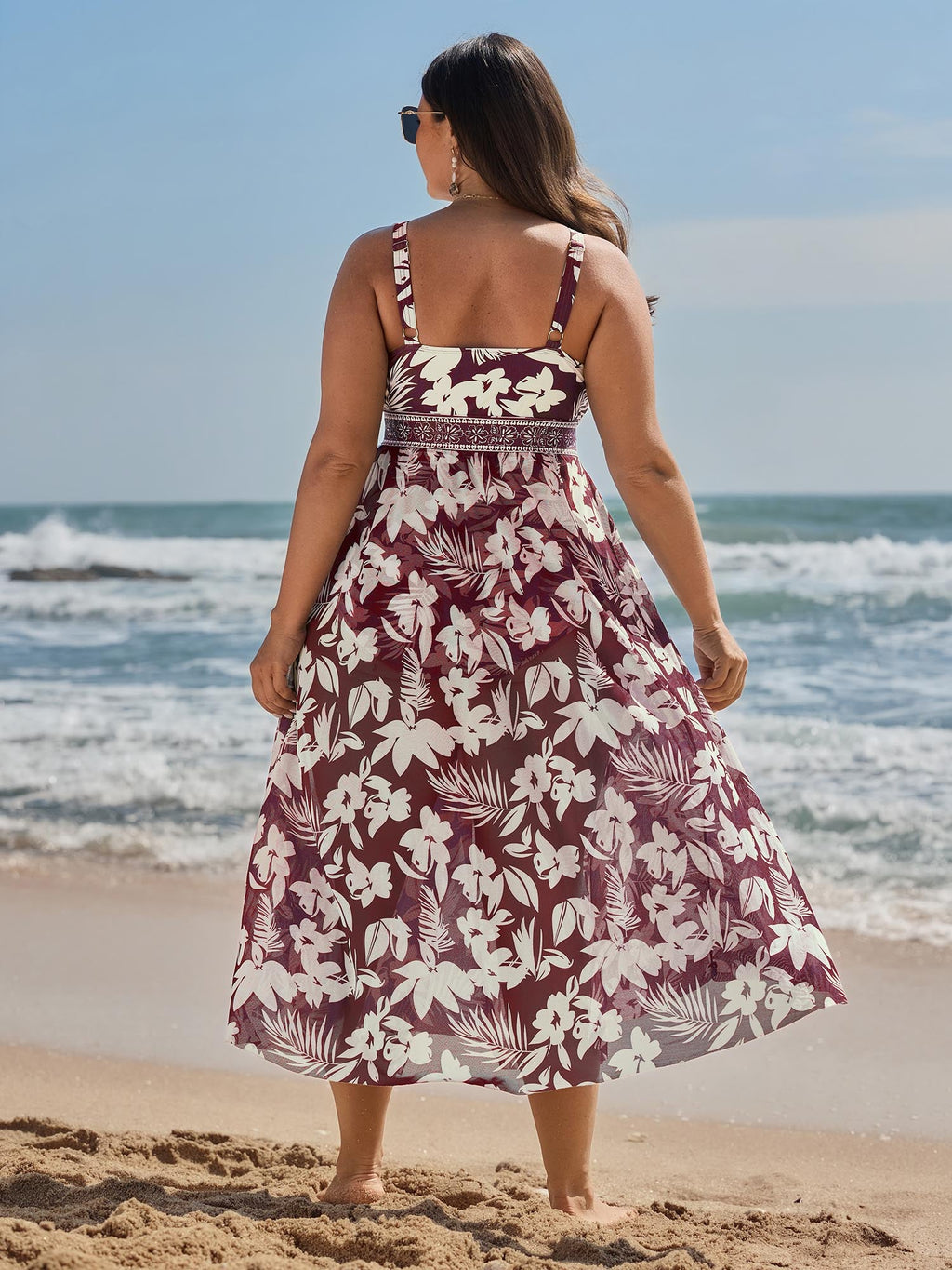Sarong Set Tropical Print One-Piece Swim