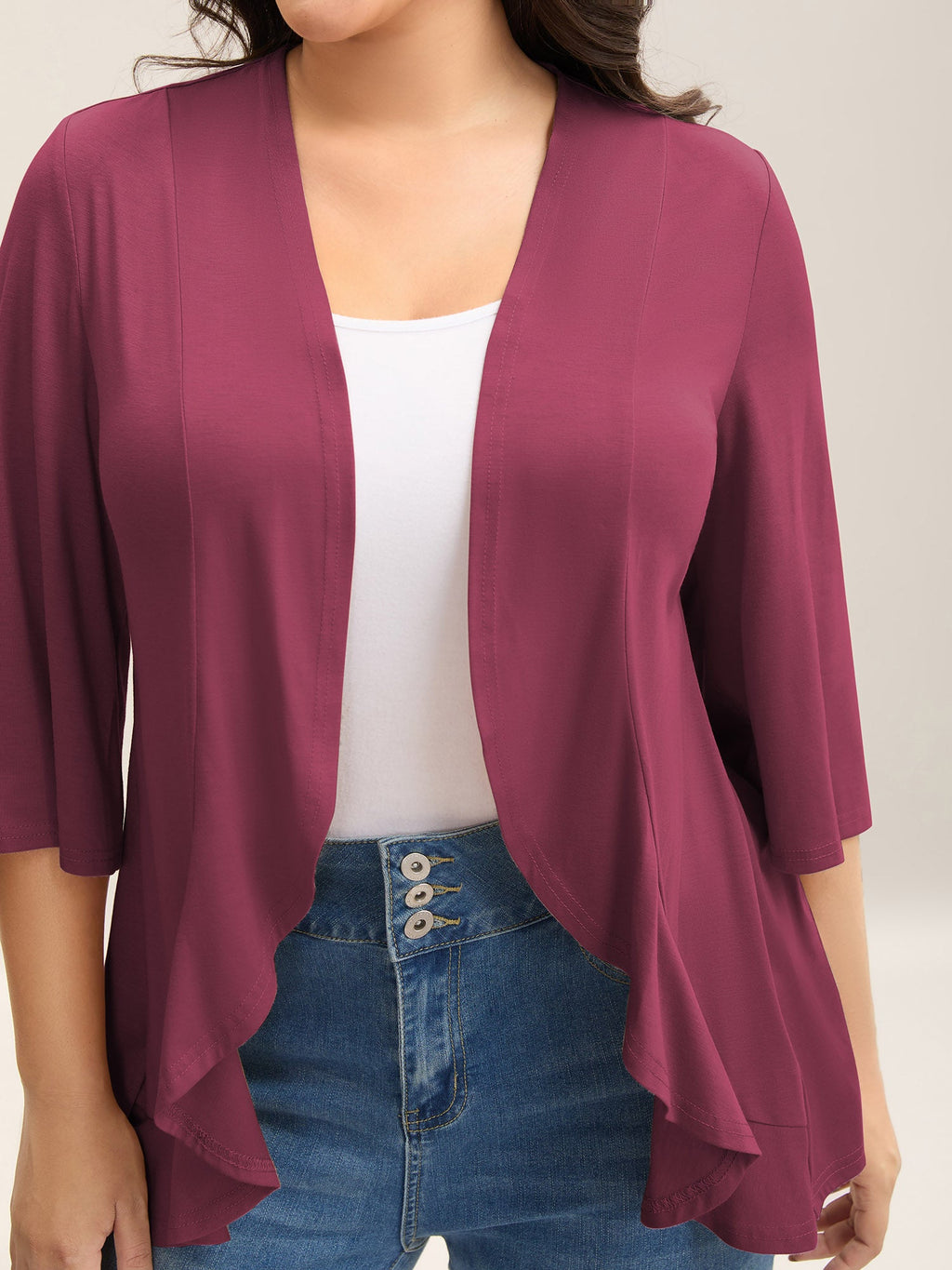 Lotus Hem Curvy Kimono Cover-Up
