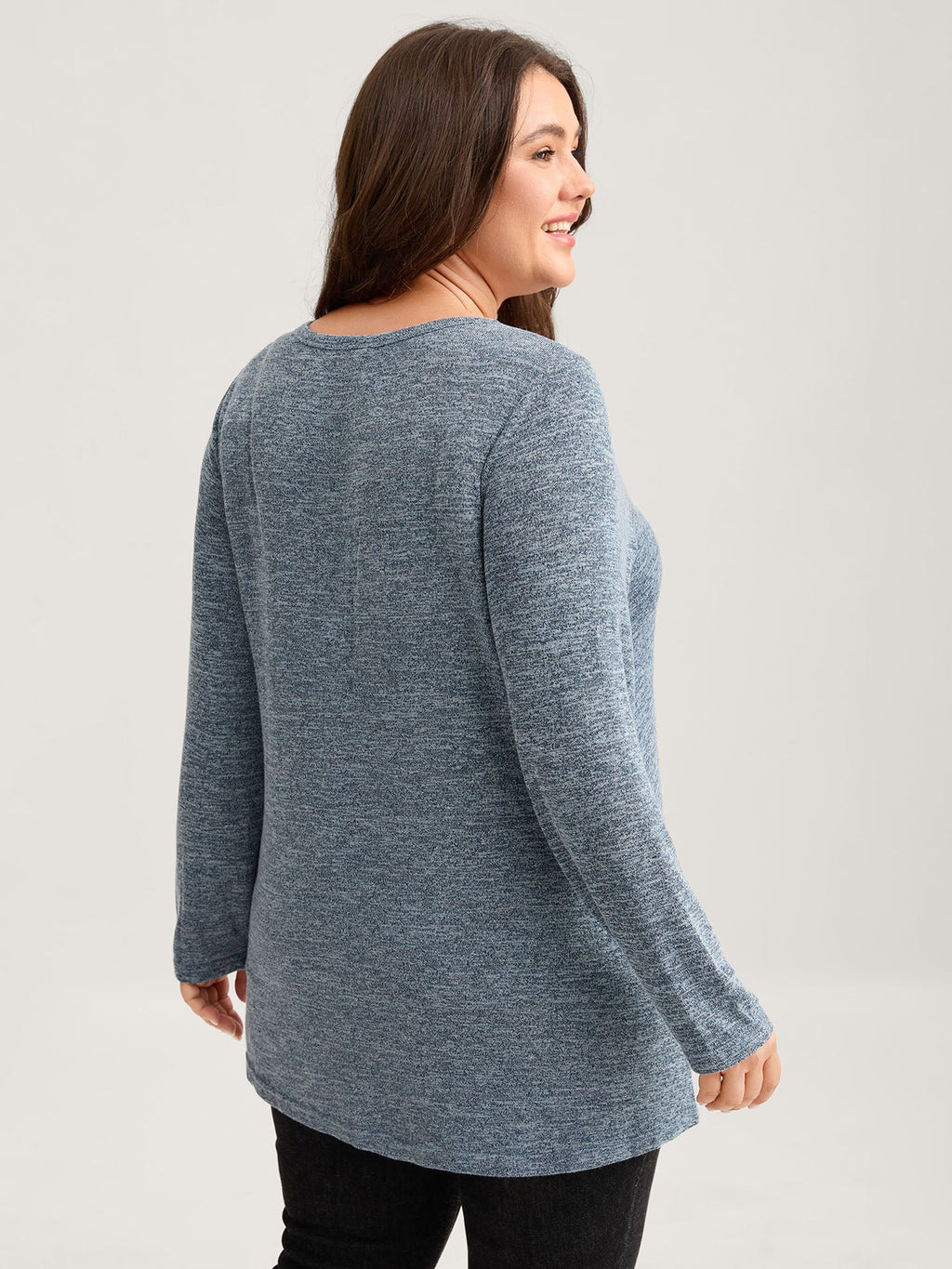 Heather Button Up Long Sleeve T-shirt