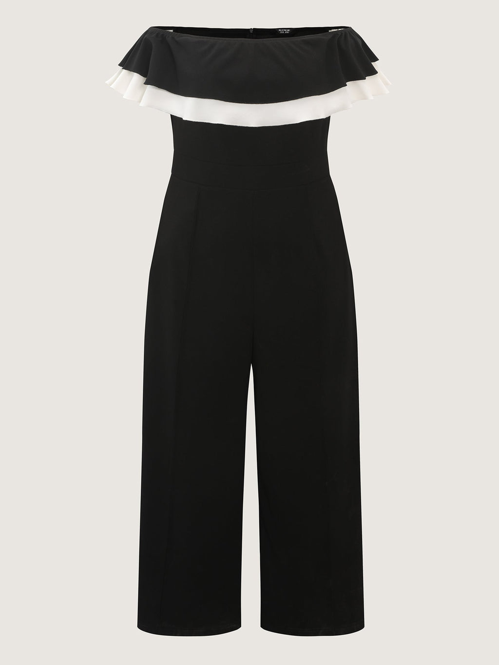 Off-Shoulder Lotus Leaf Neckline Jumpsuit