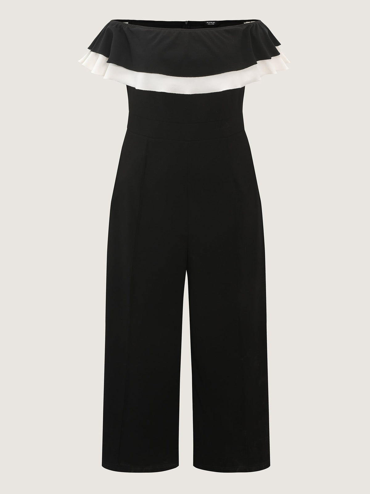 Off-Shoulder Lotus Leaf Neckline Jumpsuit