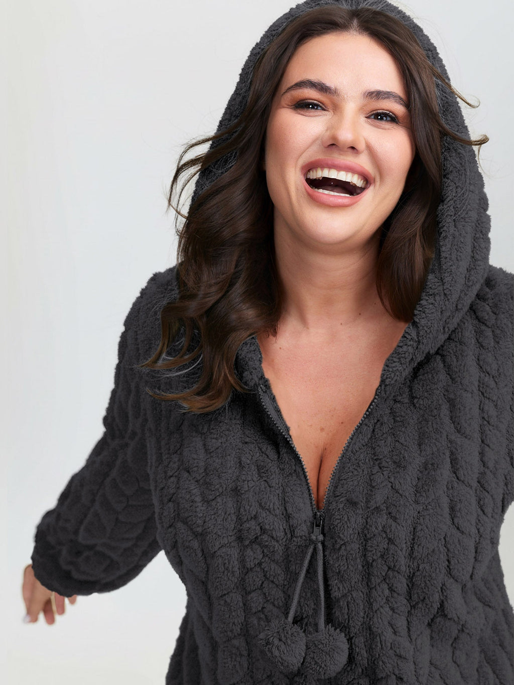 Cozy Fleece Half Zipper Lounge Jumpsuit