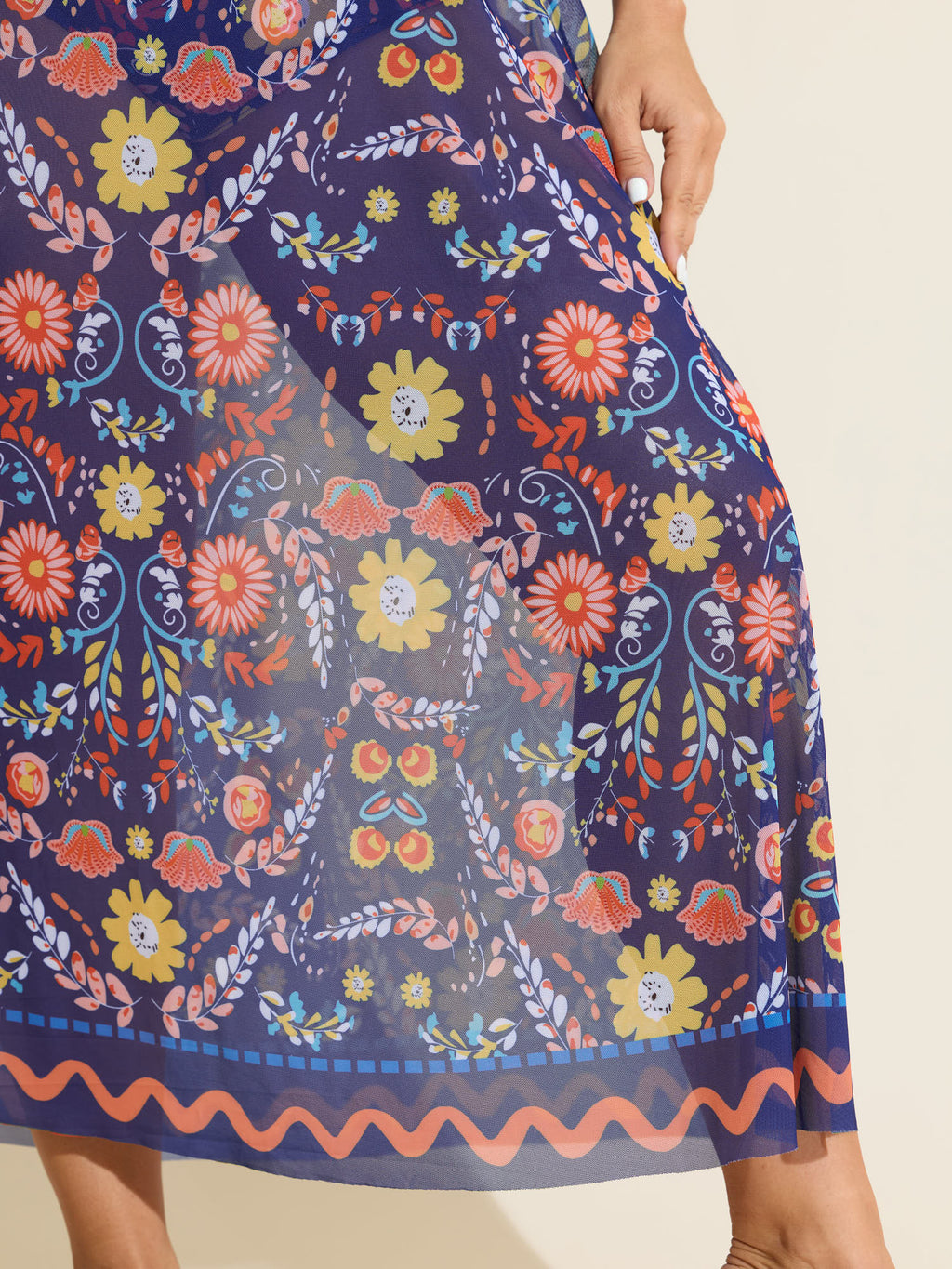 Sarong Set Floral Print One-Piece Swimsuit