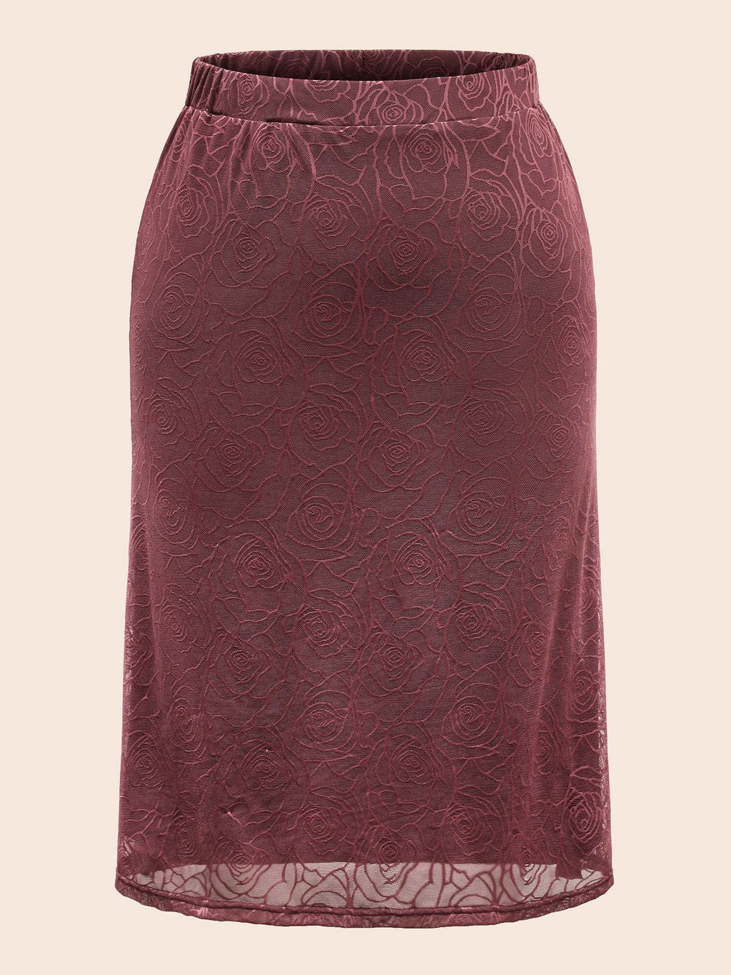 Floral Textured Mesh Elastic Waist Skirt