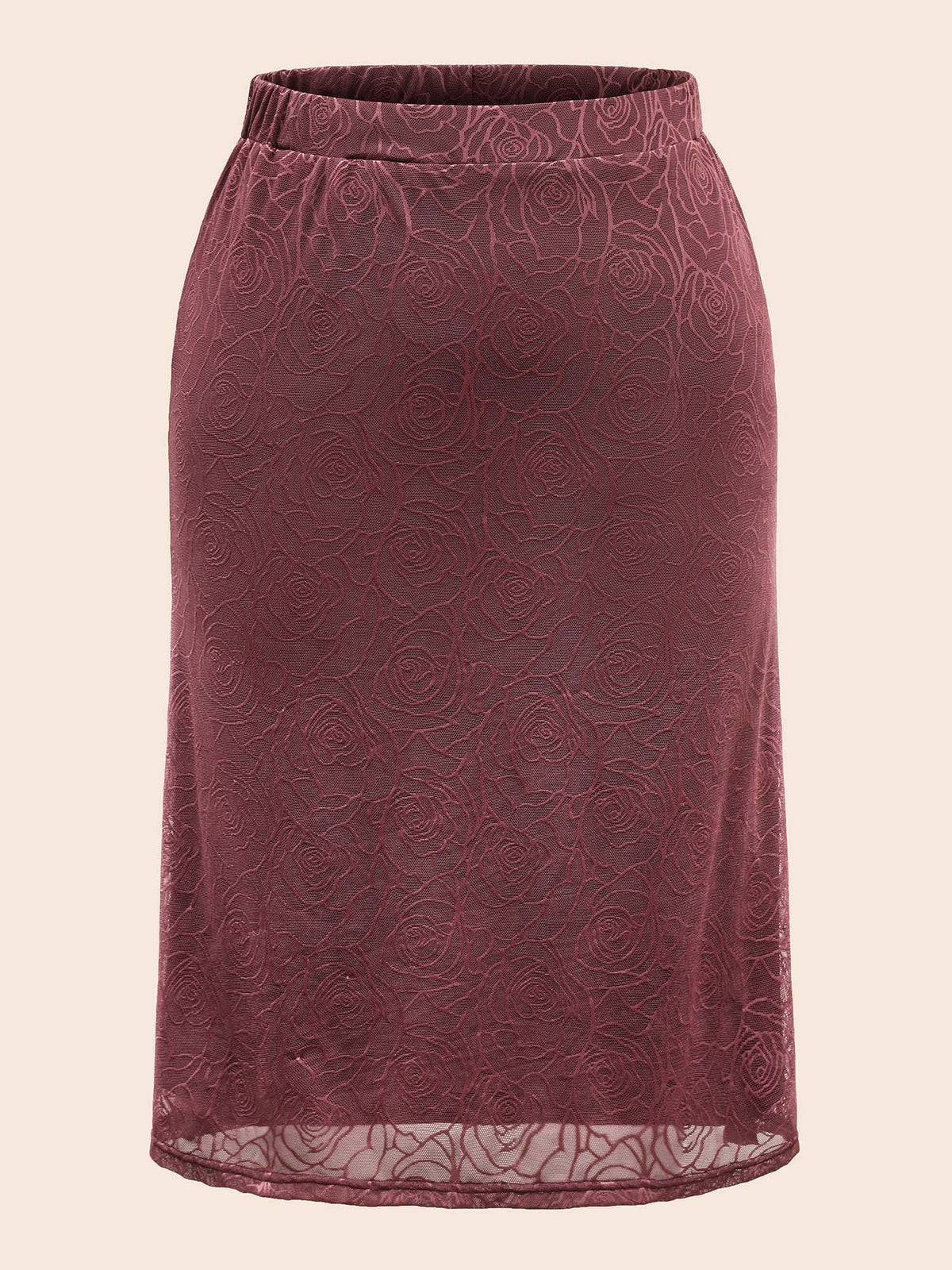Floral Textured Mesh Elastic Waist Skirt