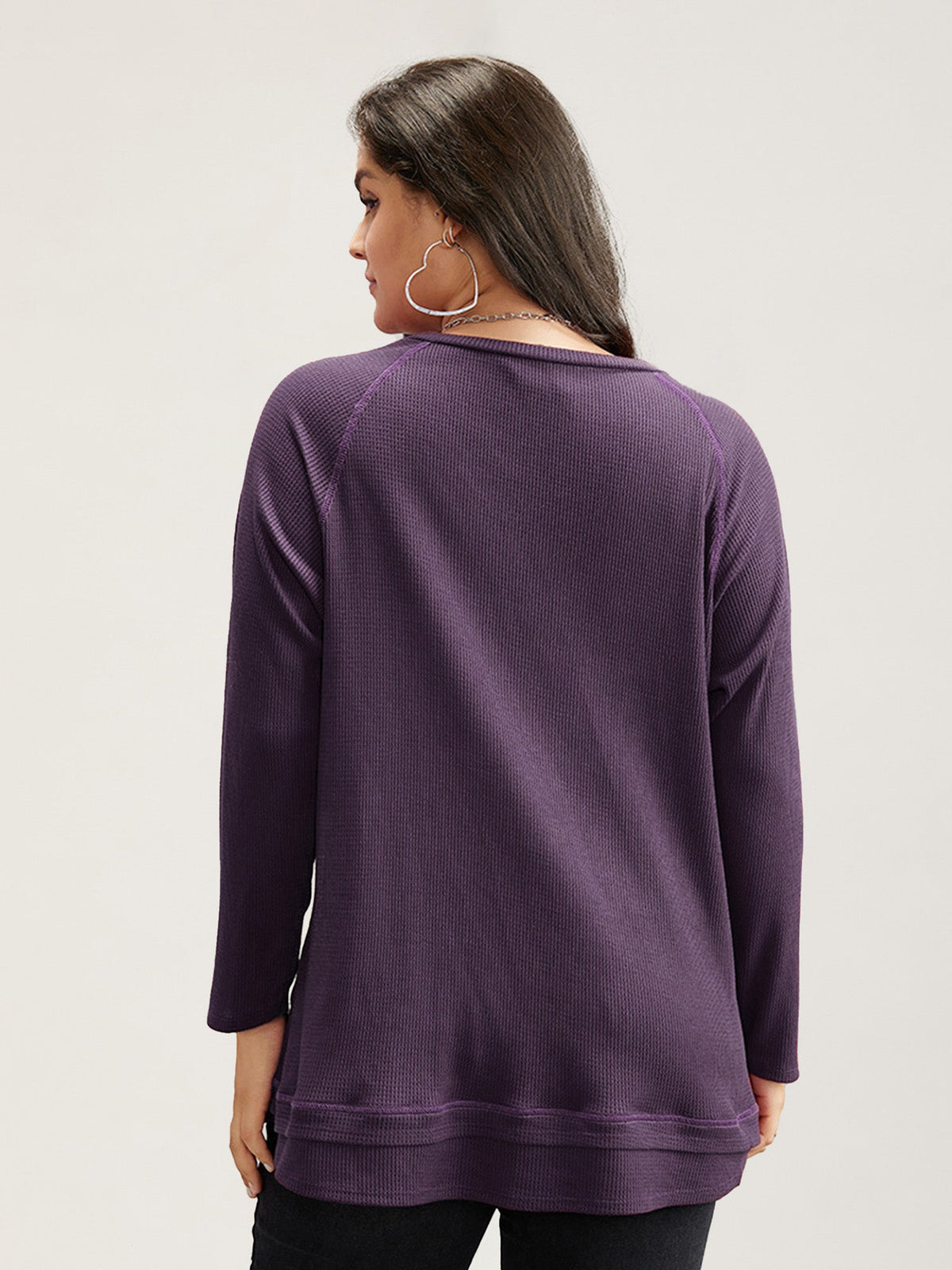 Plain Textured Stitch Raglan Sleeve Sweatshirt