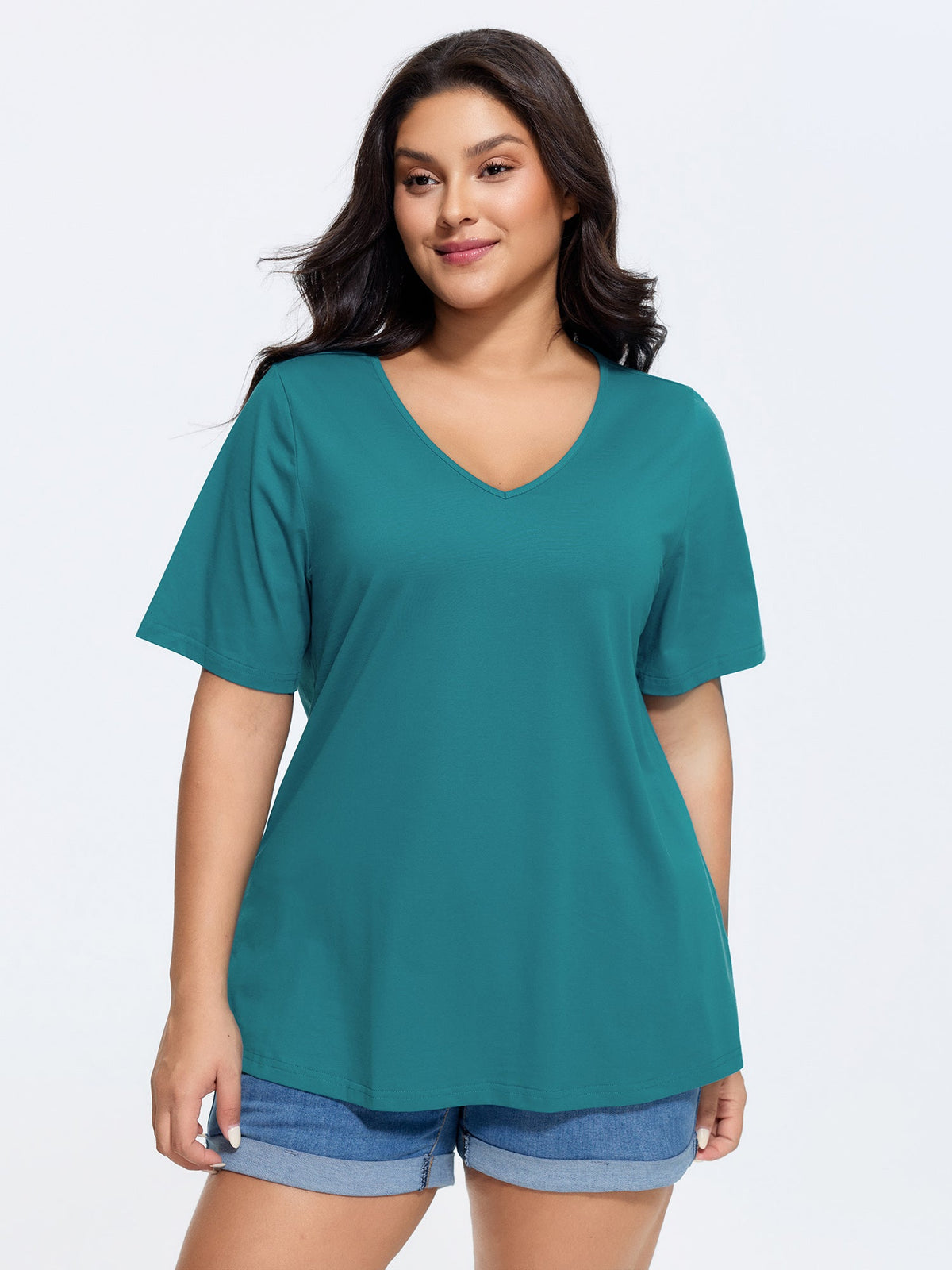 Cotton V Neck Plain Basic T-shirt