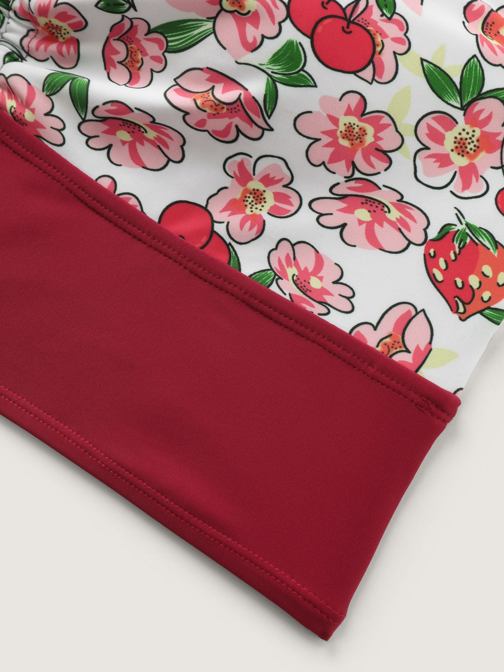 Floral Print Drawstring Front Bikini Top