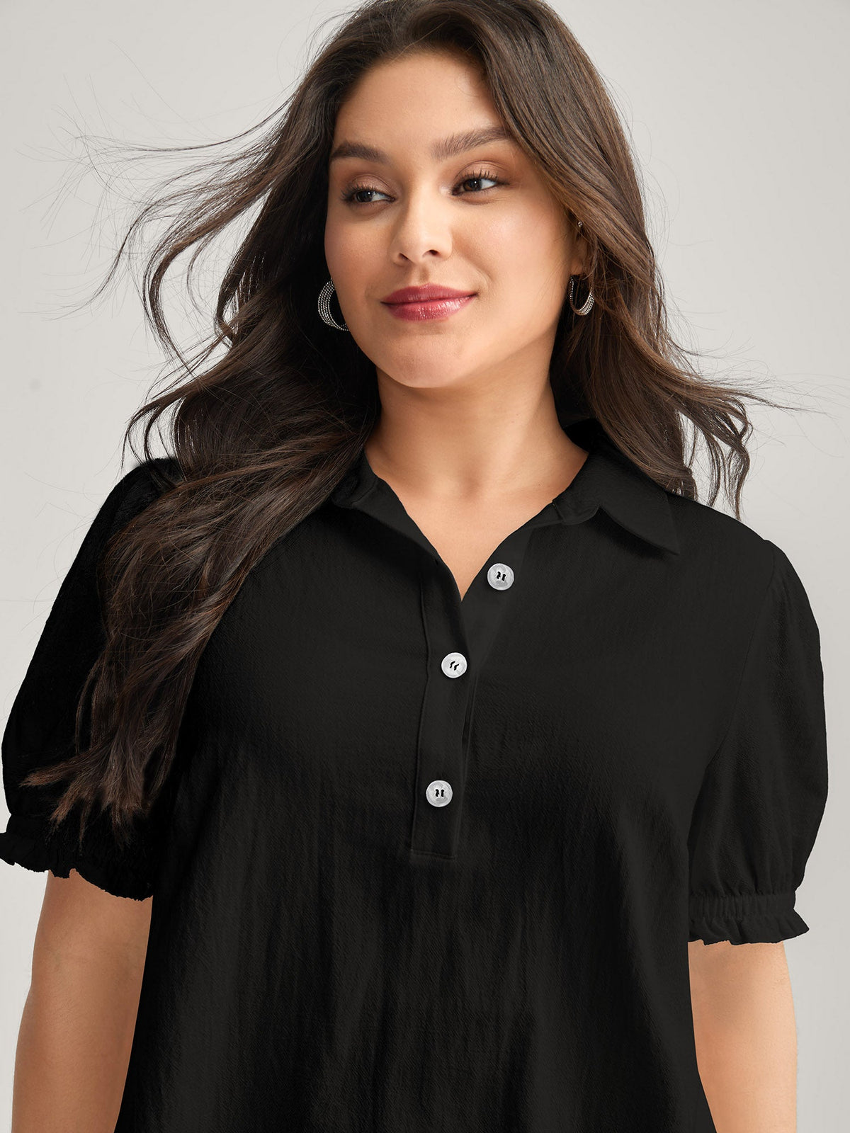 Pure Cotton Ruffled Puffy Sleeve Blouse