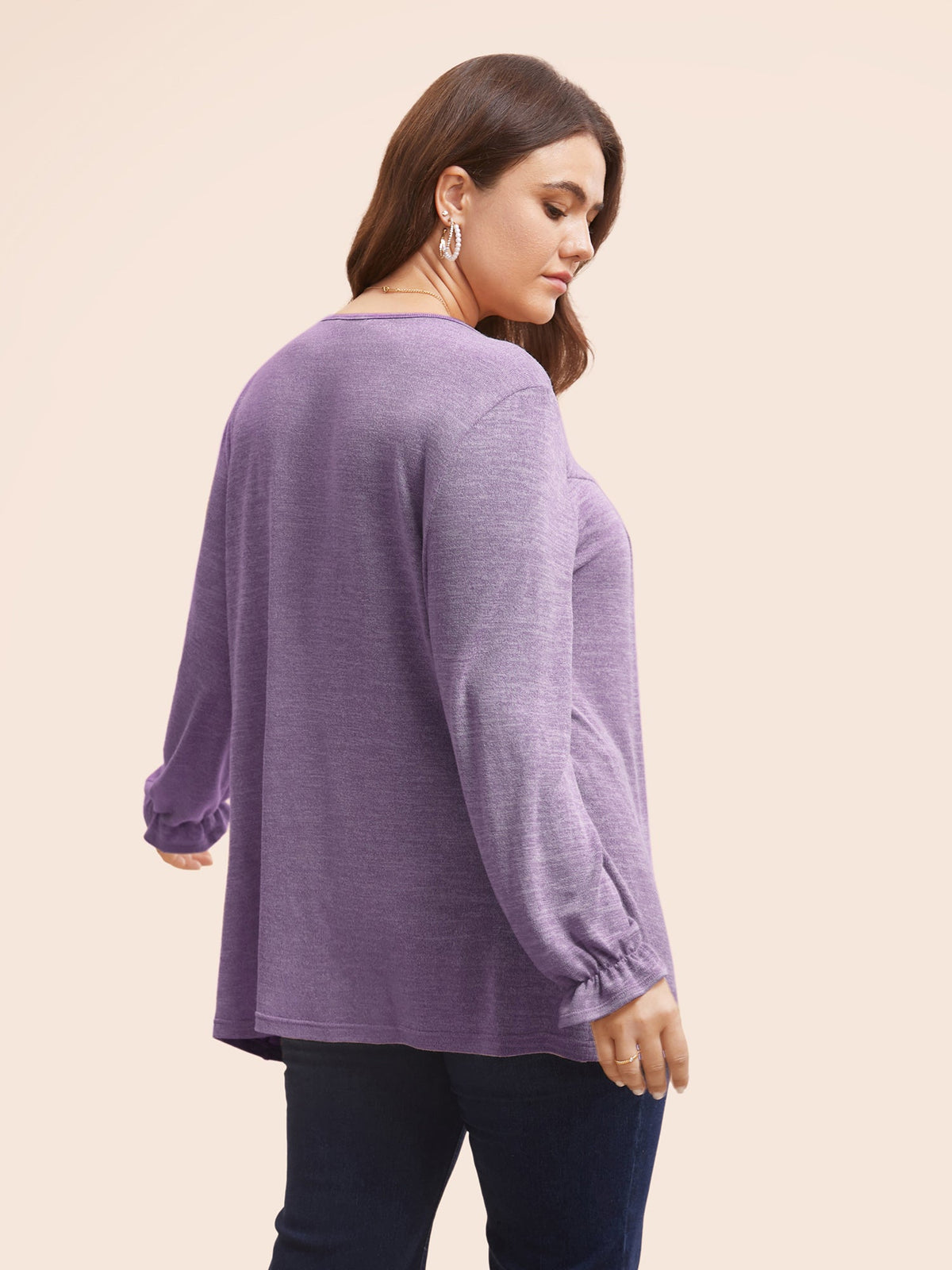 Round Neck Heather Pleated T-shirt