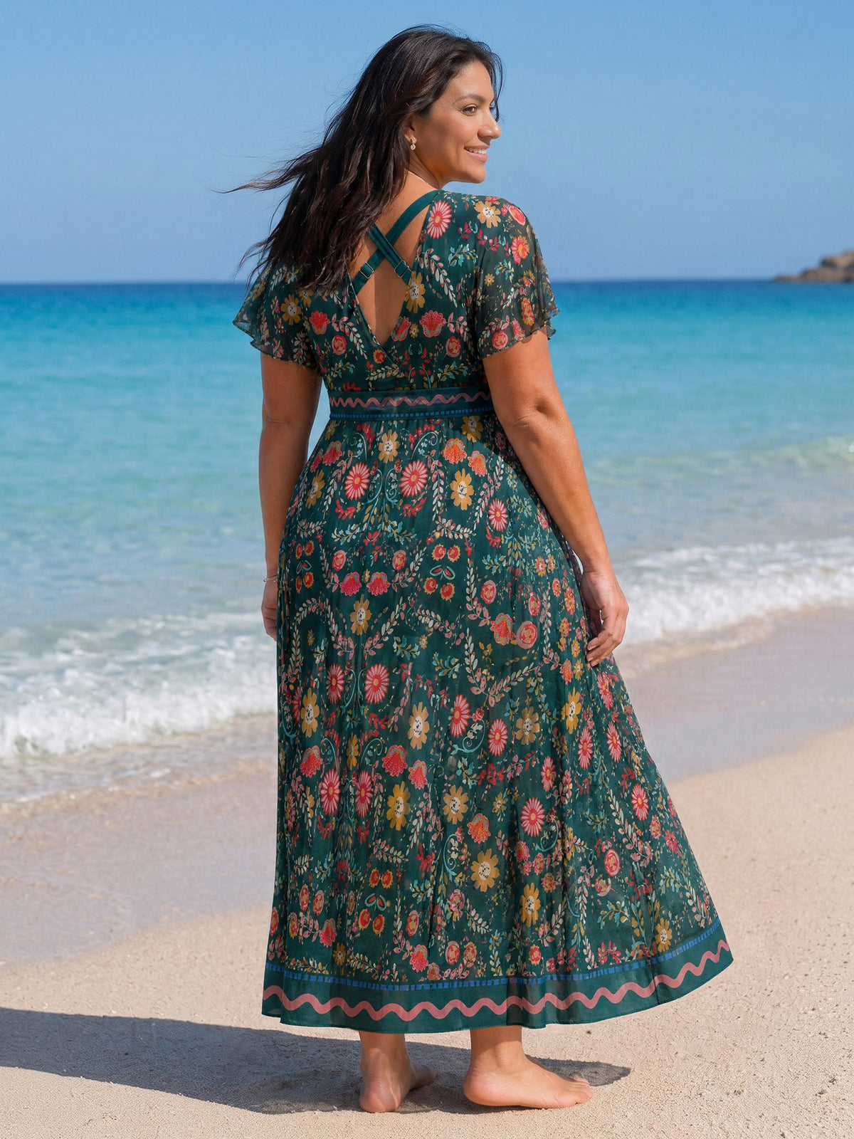Sarong Set Floral Print One-Piece Swimsuit