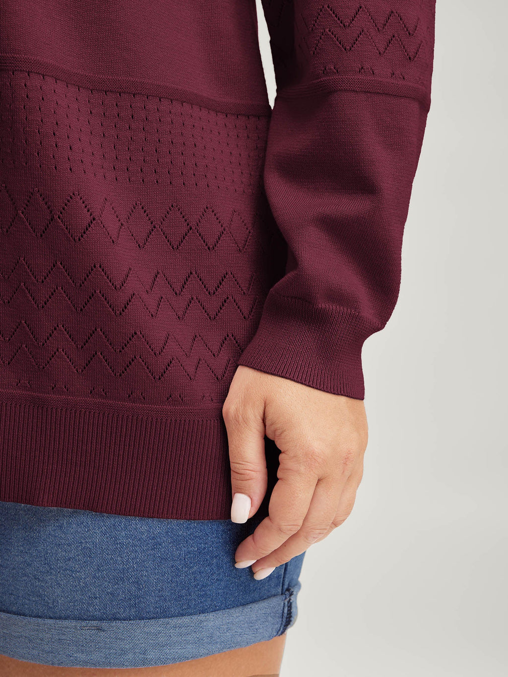 Supersoft Textured Eyelet Trim Pullover