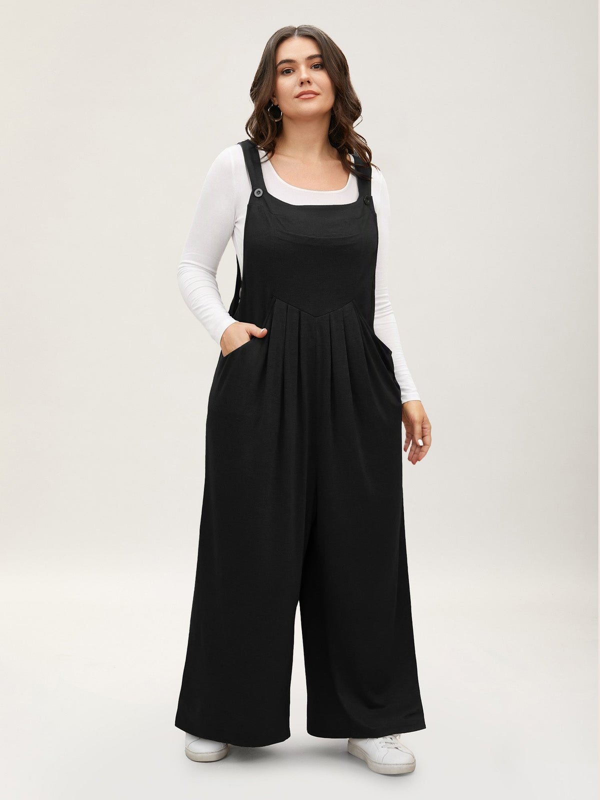 Supersoft Essentials Solid Pleated Pocket Jumpsuit