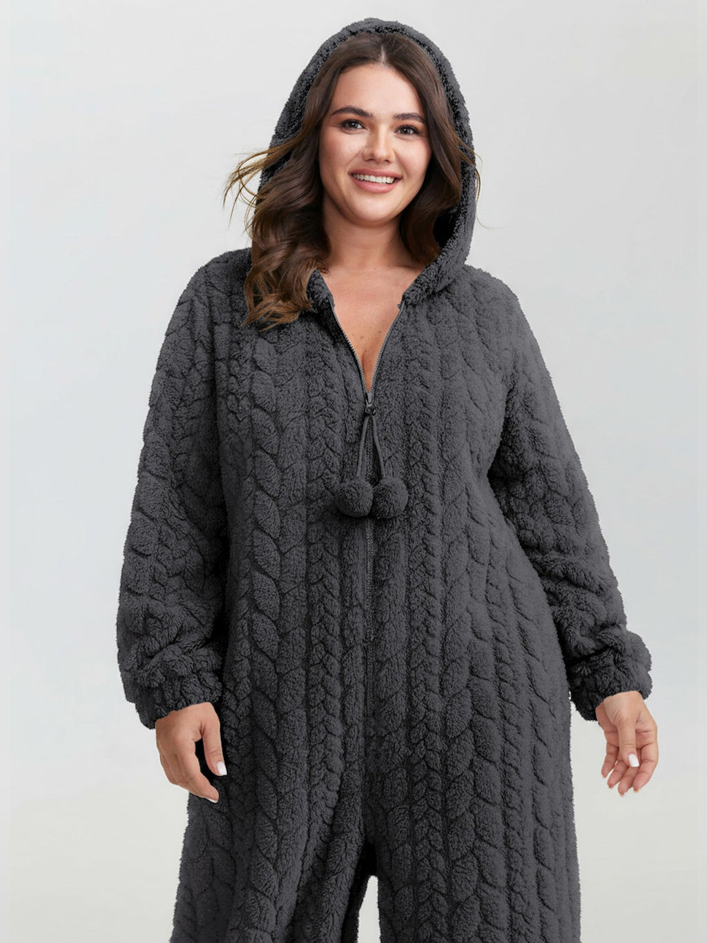 Cozy Fleece Half Zipper Lounge Jumpsuit