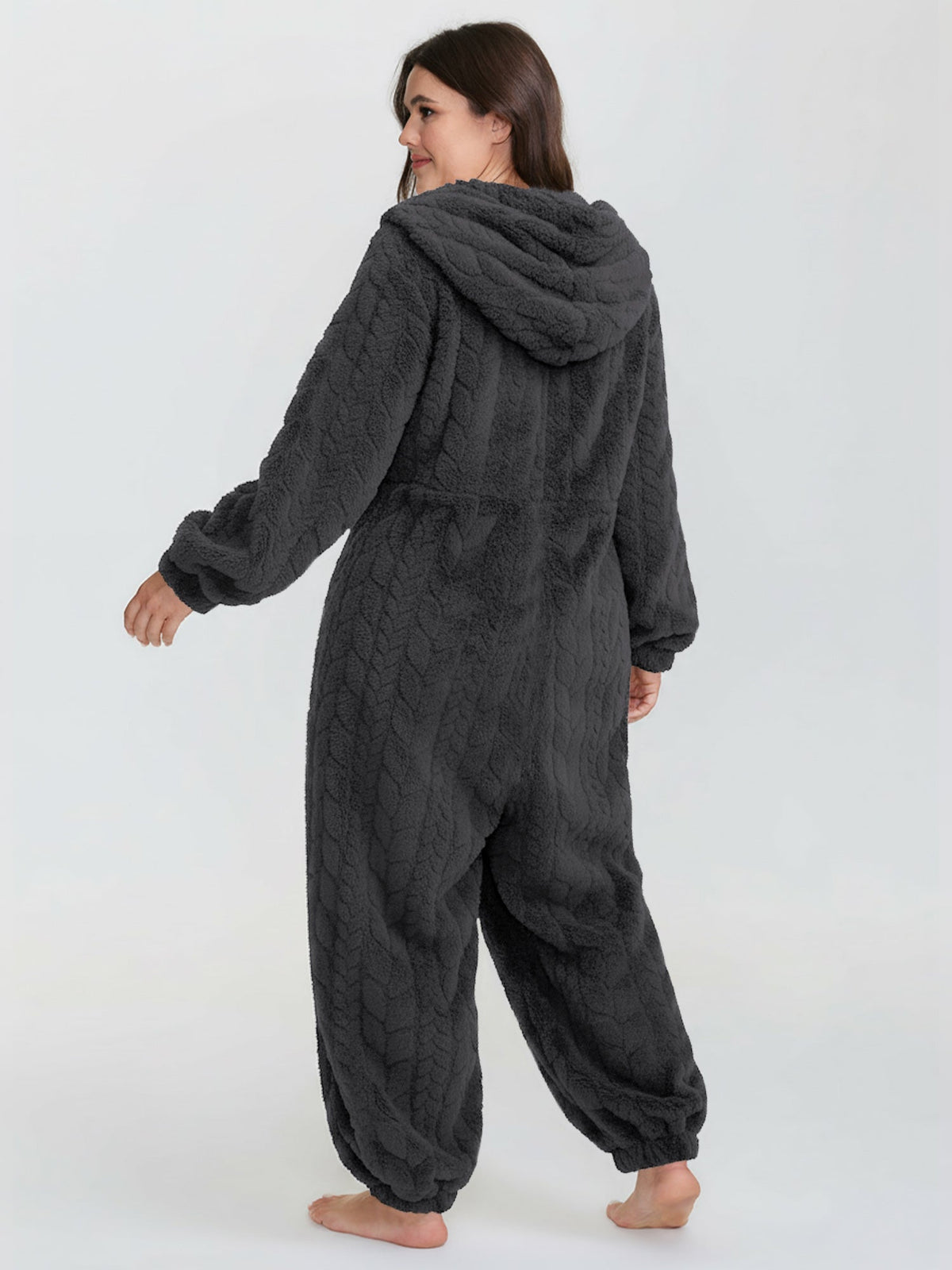 Cozy Fleece Half Zipper Lounge Jumpsuit