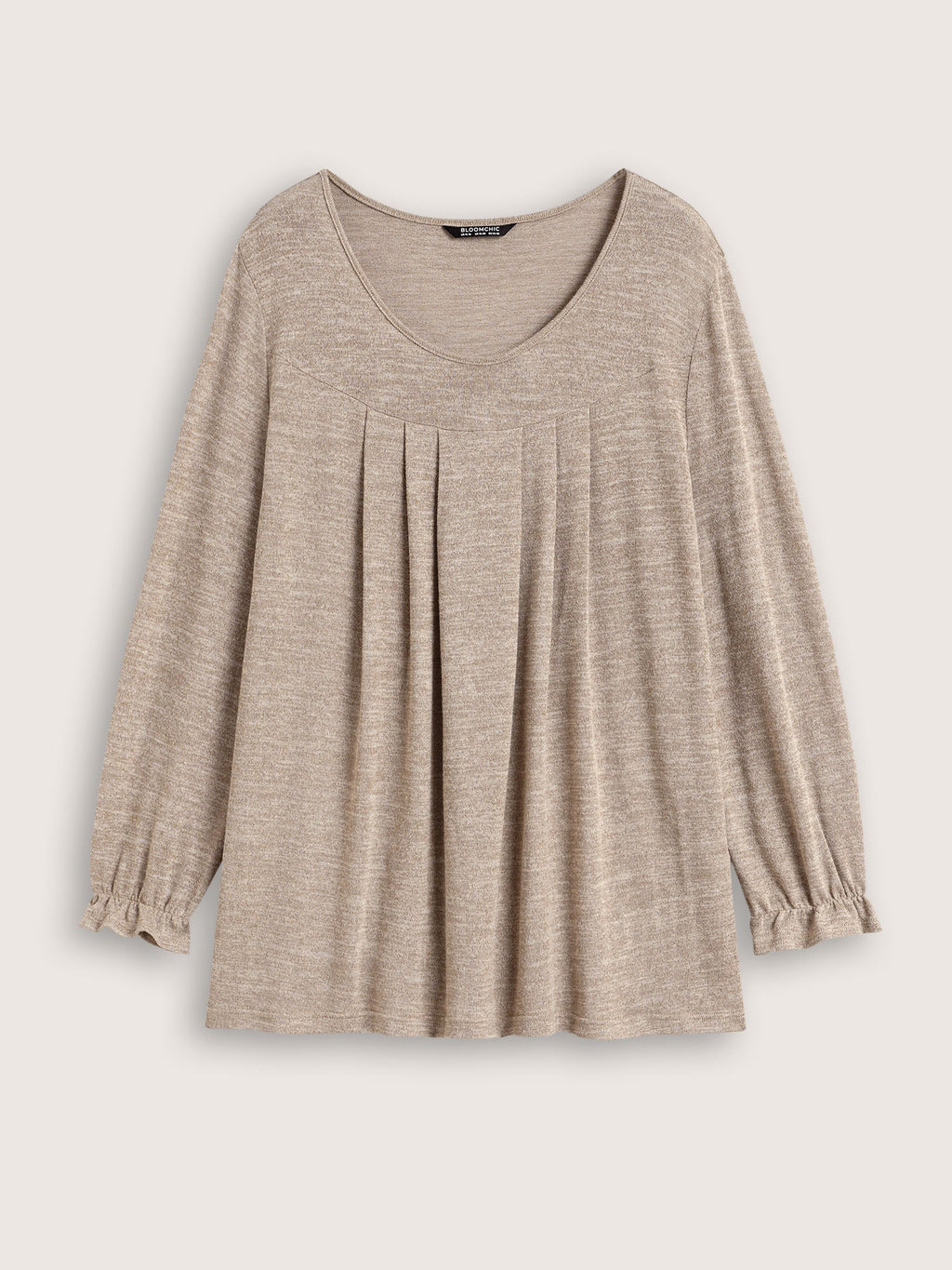 Round Neck Heather Pleated T-shirt