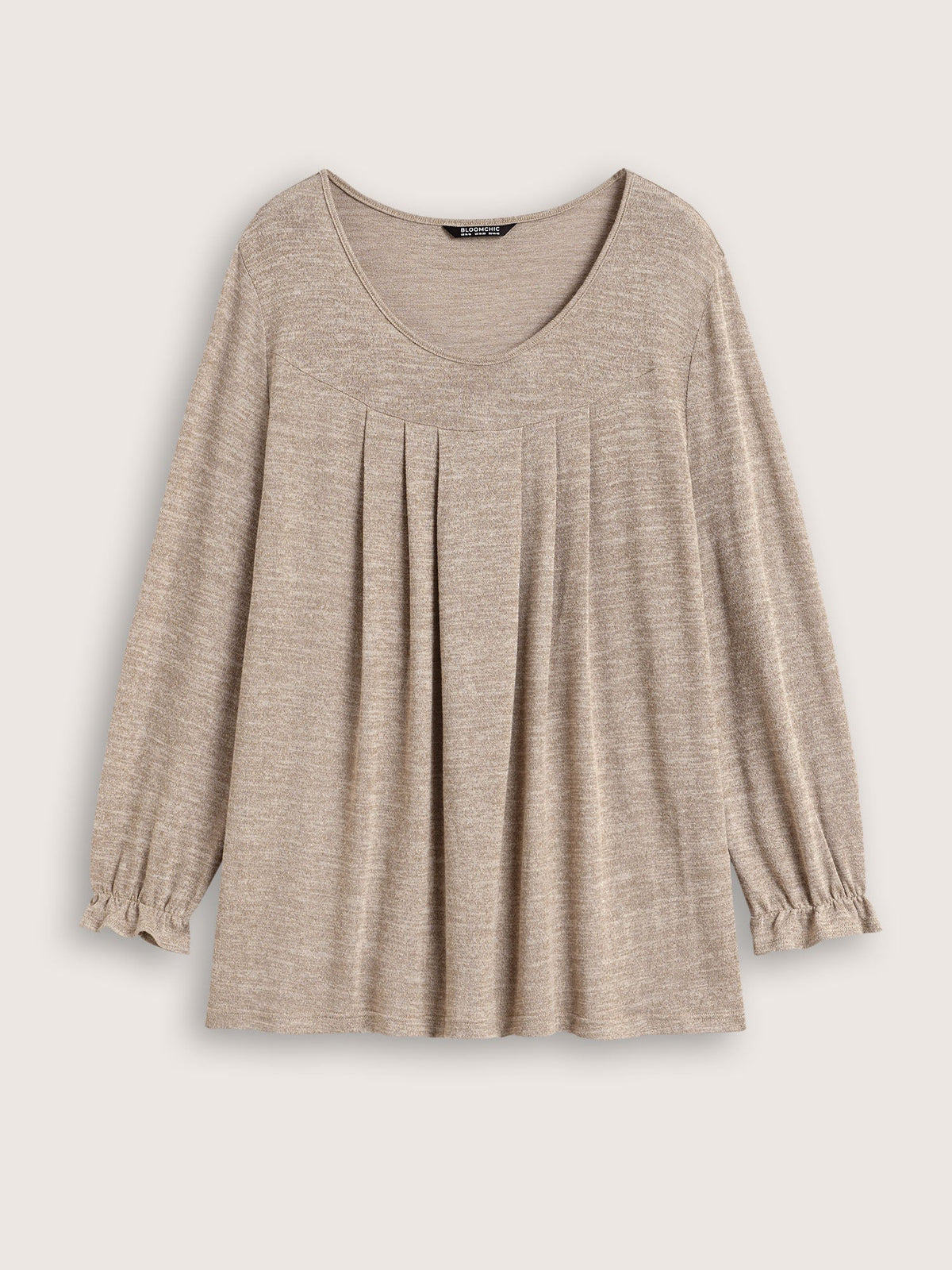 Round Neck Heather Pleated T-shirt
