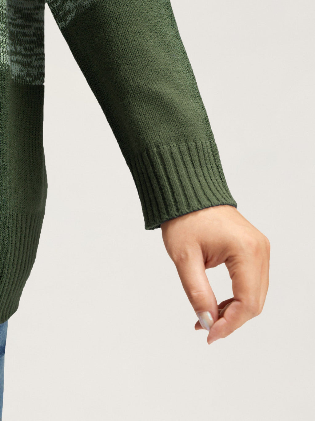Colorblock Contrast Heather Button Detail Pullover