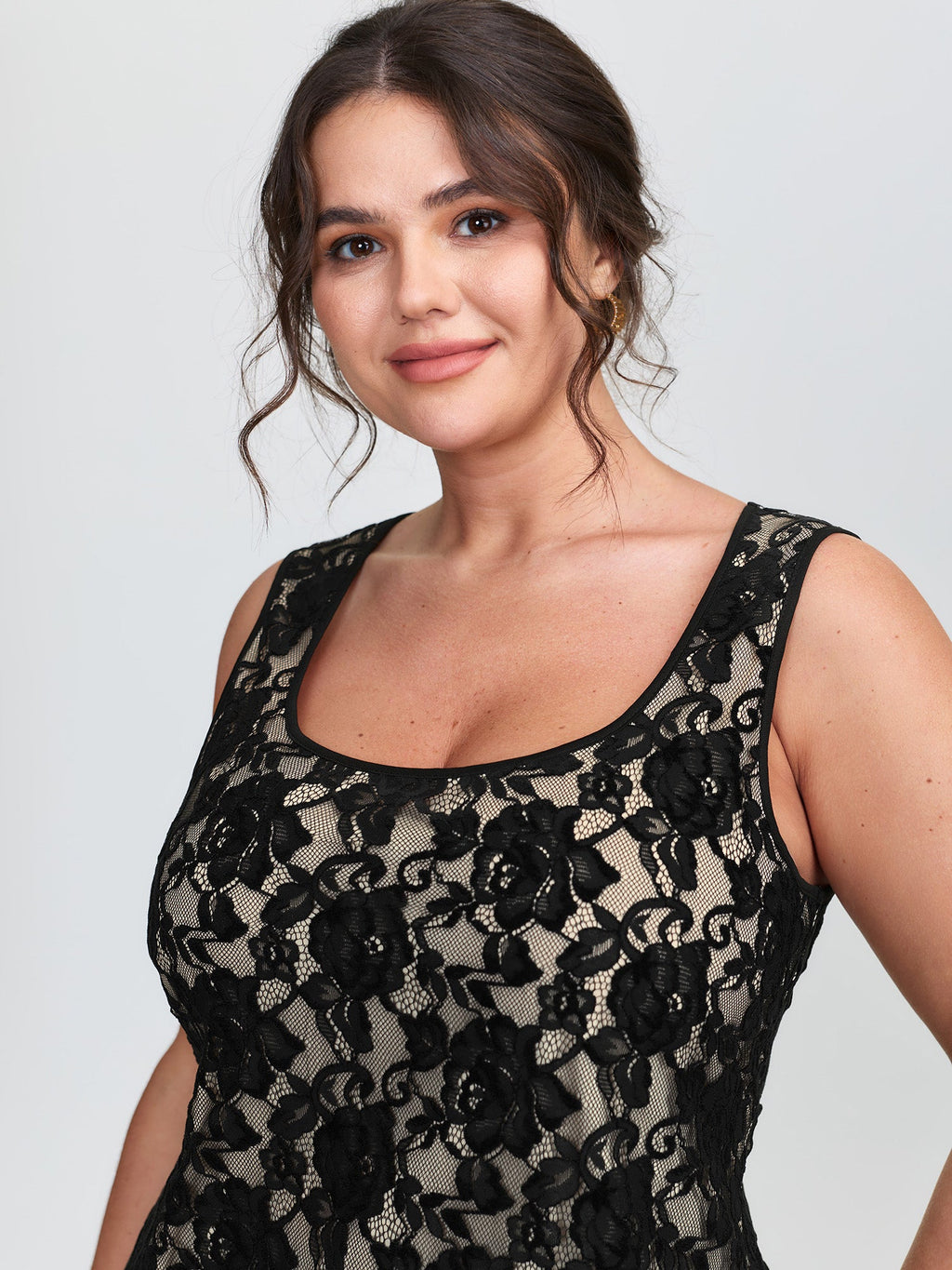 Floral Lace Scoop Neck Tank Top