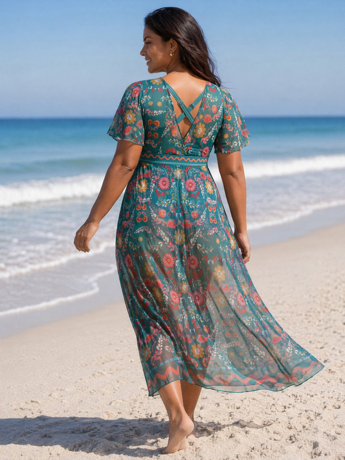 Sarong Set Floral Print One-Piece Swimsuit