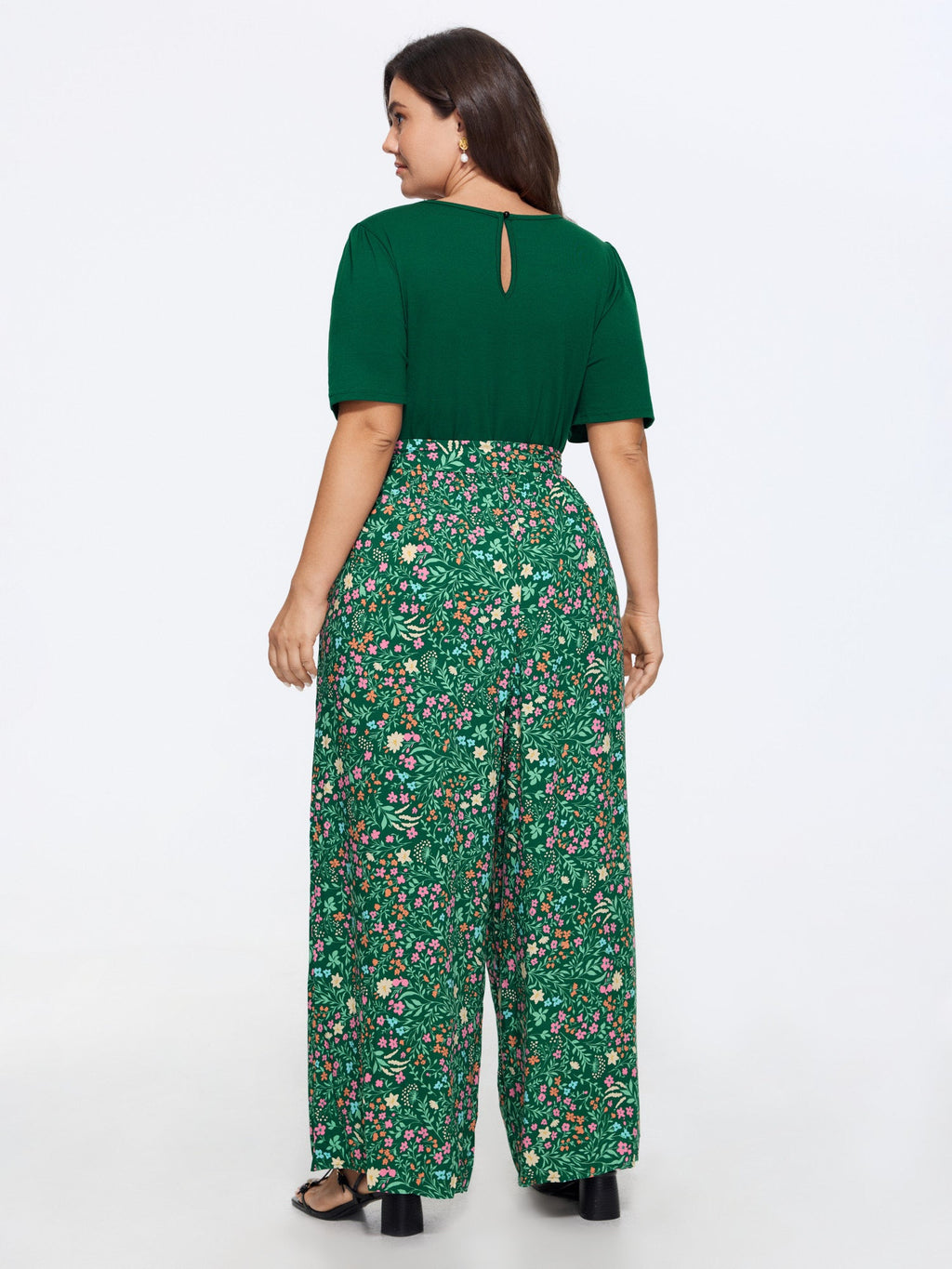 Color Contrast Belted Panel Pockets Jumpsuit